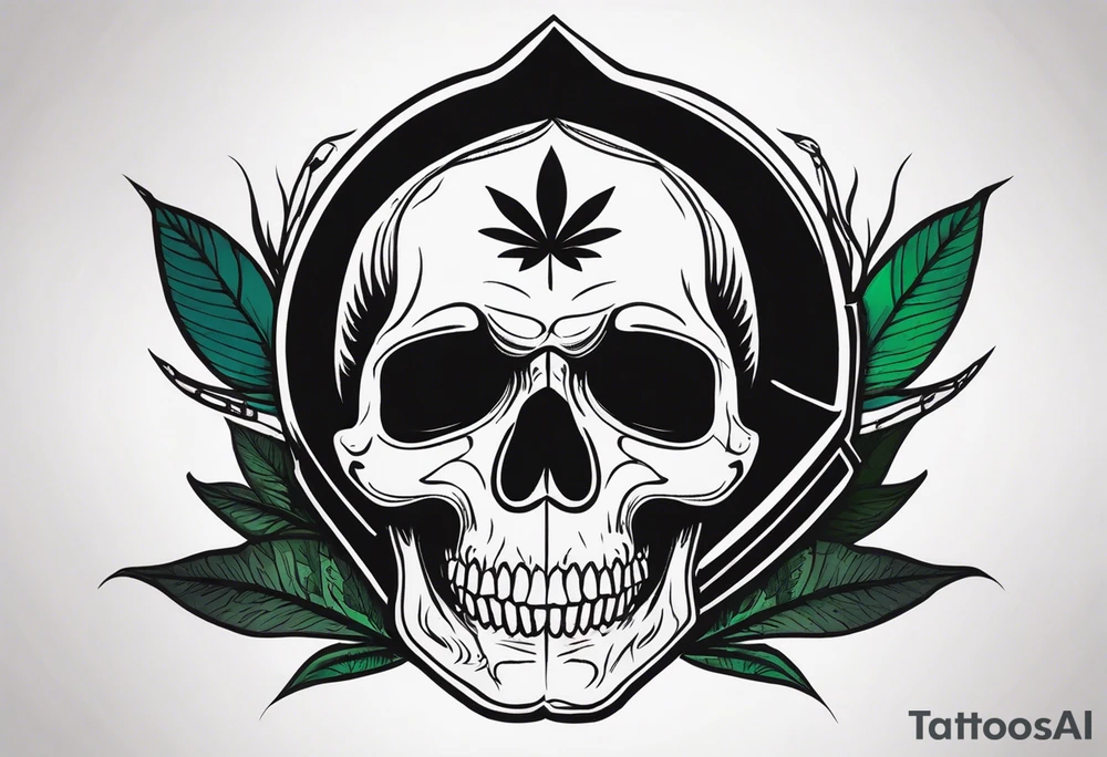 skull with a pot leaf tattoo idea