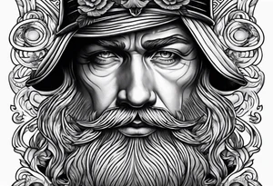 Old school sailor with face tattoos
With mean face tattoo idea