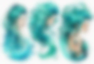 a woman made out of water emerging from the sea, turquoise hair tattoo idea