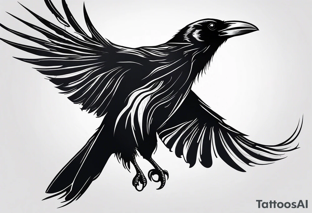 Black raven roaring in the sky dripped in blood tattoo idea