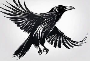 Black raven roaring in the sky dripped in blood tattoo idea