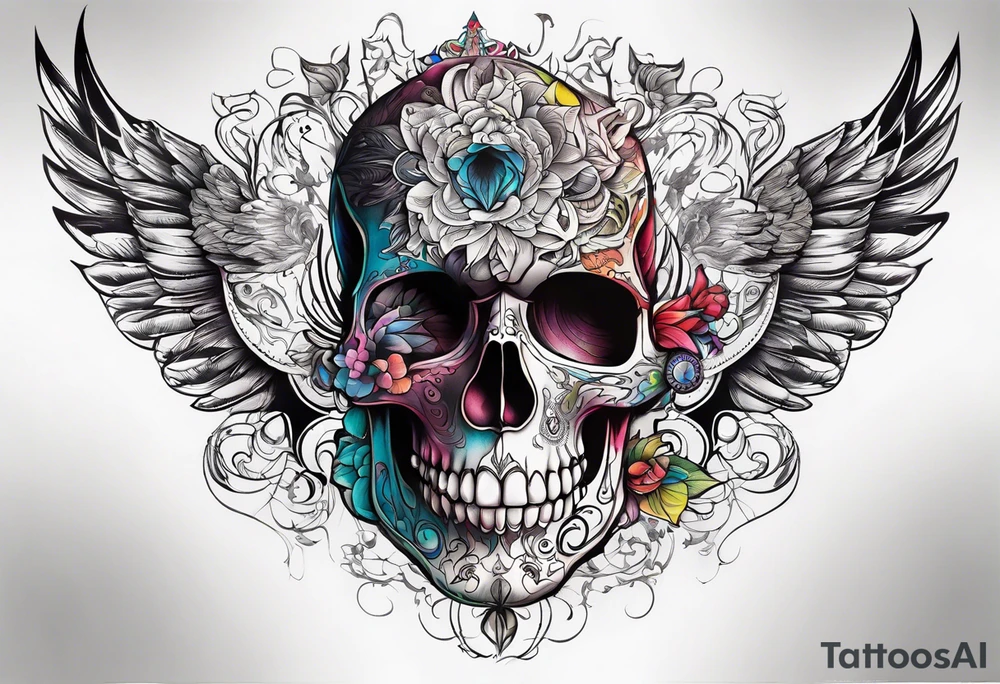 Tattoo in the neck of a skull freeing itself from human censorship. tattoo idea