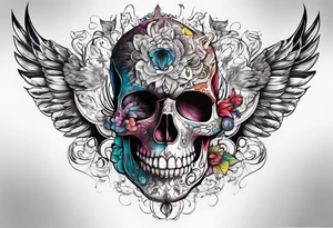 Tattoo in the neck of a skull freeing itself from human censorship. tattoo idea