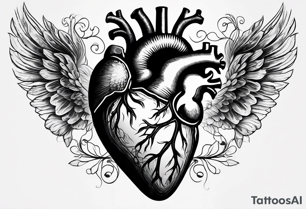 photograph of a human heart as you would see in a human body tattoo idea