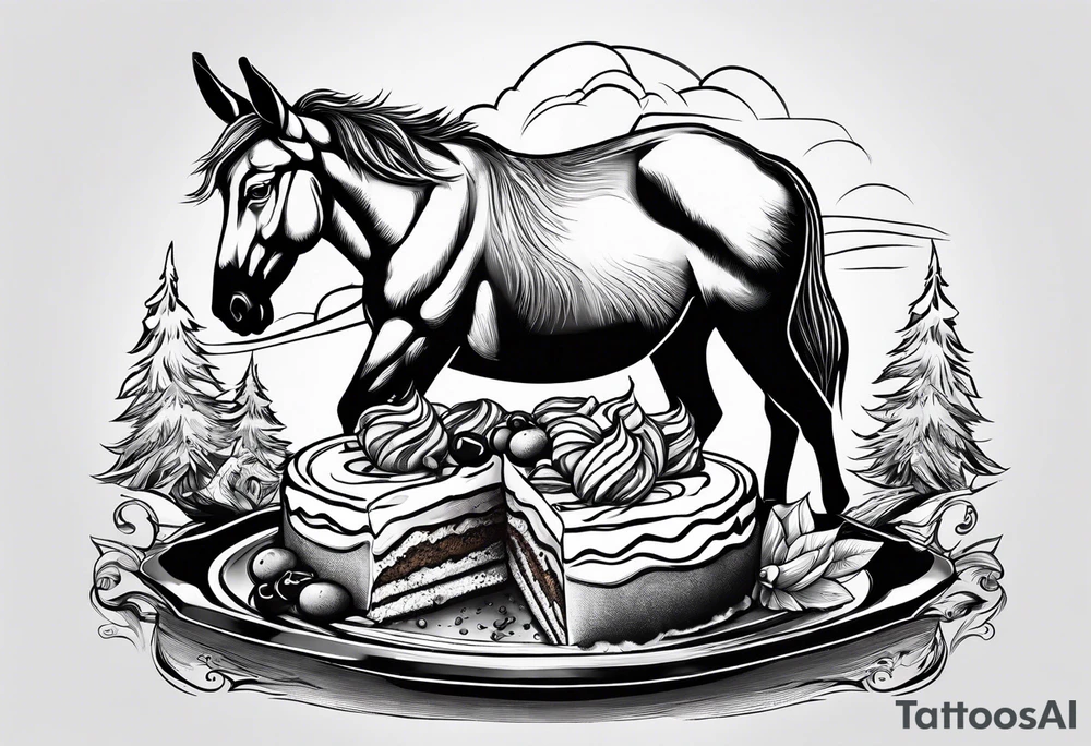 A dessert mountain with a donkey tattoo idea