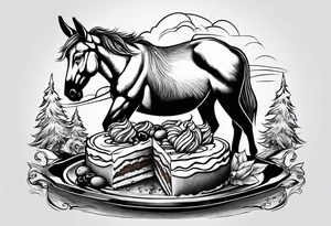 A dessert mountain with a donkey tattoo idea