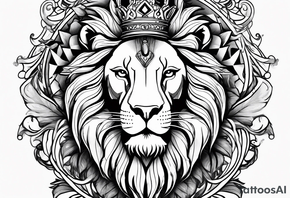 Lion wearing a crowing with the initial p in the crown tattoo idea Lion wearing a crowing with the initial p in the crown tattoo idea