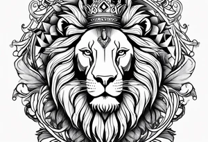 Lion wearing a crowing with the initial p in the crown tattoo idea