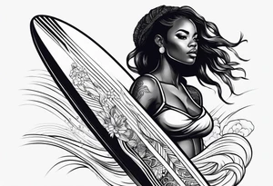 Black woman surfing tattoo idea