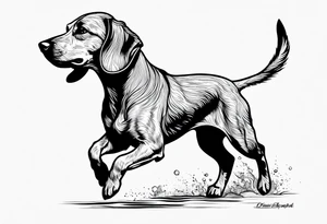 Outline of dashound running tattoo idea