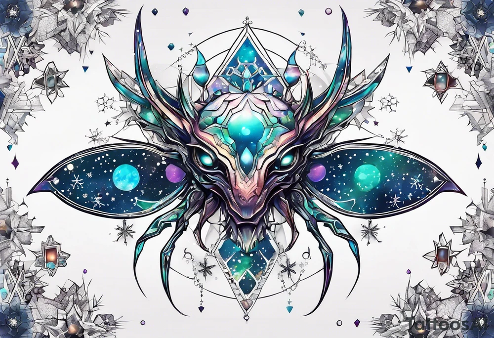 Constellation, animal alien, snowflake tattoo idea