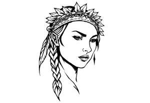 Female Native American wearing headband tattoo idea