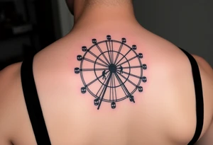 A Ferris wheel with tiny figures climbing it, representing Tris and Four’s iconic moment of trust and bravery, representing movie Divergent tattoo idea