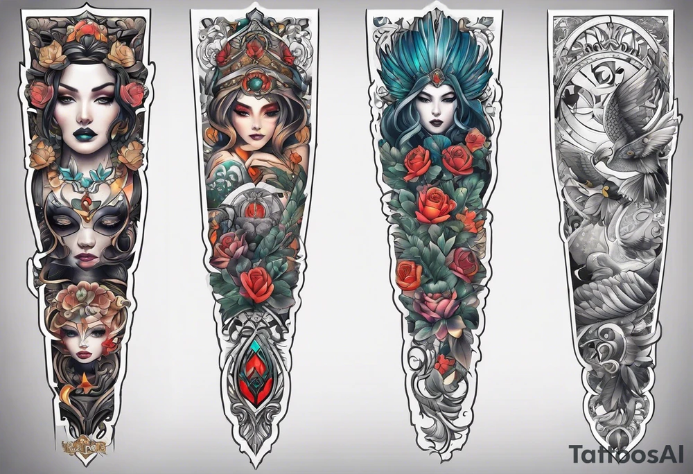 Full leg tattoo sleeve square tattoo idea