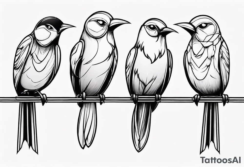 Three birds on a wire tattoo idea