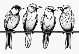 Three birds on a wire tattoo idea
