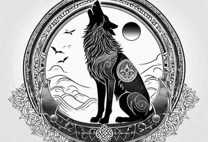 strength, small, howling wolf, elegant, sun, lenghty, ankh tattoo idea