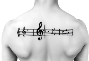 Music staff with treble clef and music notes with Ekg line in middle of tattoo tattoo idea