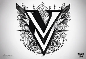 The letter W with arrows incorporated tattoo idea