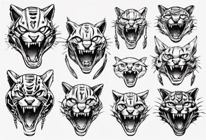 cybernetic ocelot teeth showing tattoo idea
