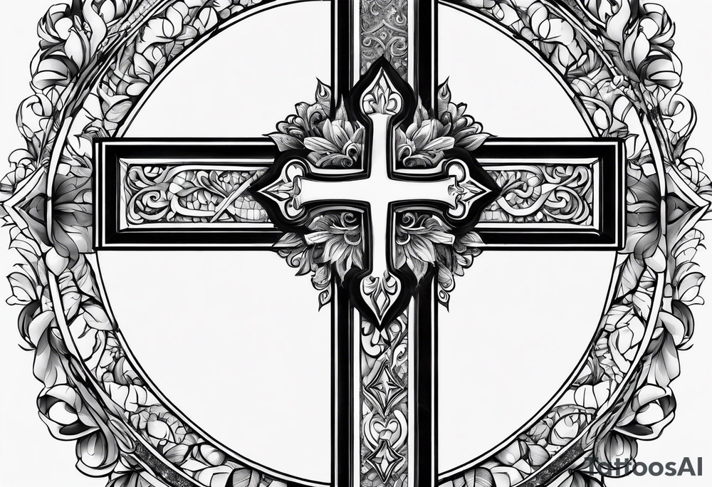 Jesus cross made from many hearts tattoo idea