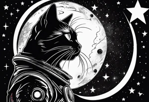 Black Cat in space, with the word "Nebula" tattoo idea