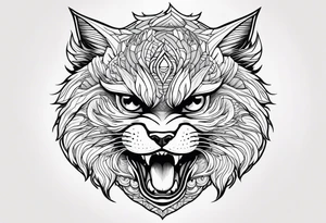 Powerful Himalayan cat that looks like a dragon roaring tattoo idea