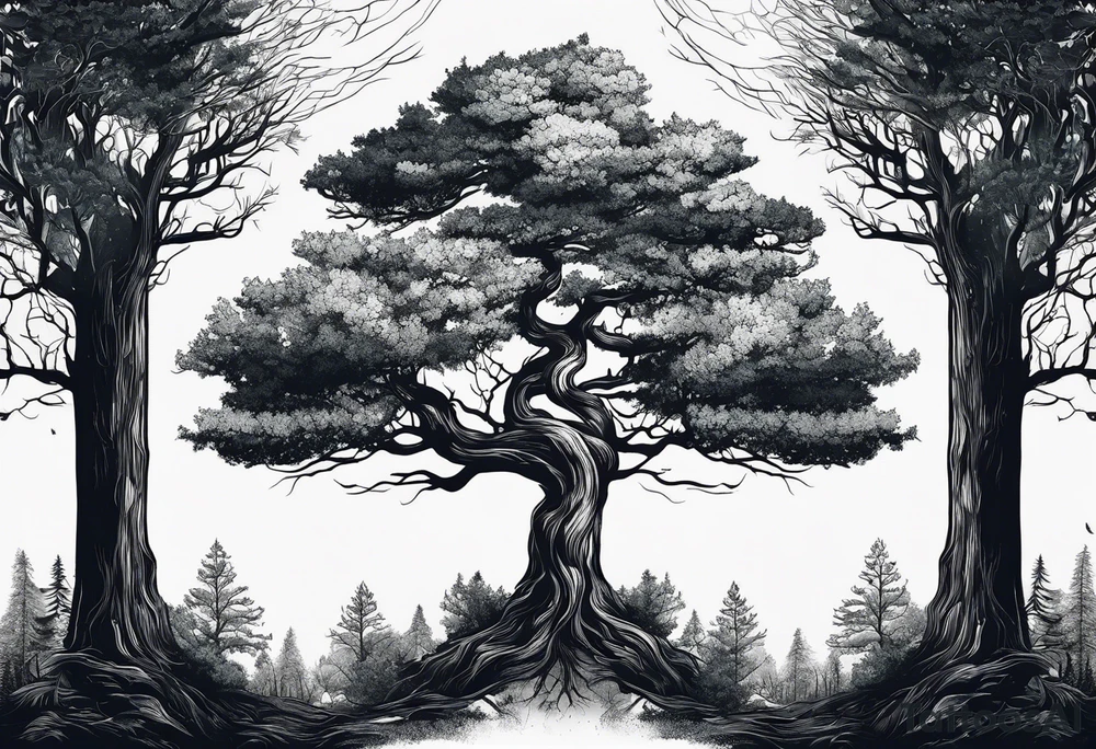tree in forest tattoo idea