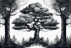 tree in forest tattoo idea