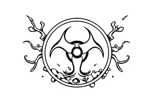 Contagion sign with toxic spill behind tattoo idea