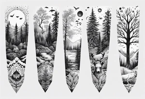 Full arm and sleeve, Nordic, forest,  presence, dear tattoo idea