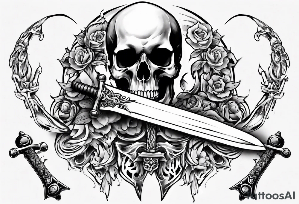 sword skull guard tattoo idea