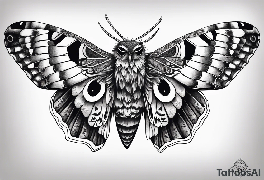 Dead head moth with owl eyes tattoo idea