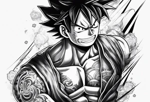 Luffy gear 5 on tricep tattoo idea