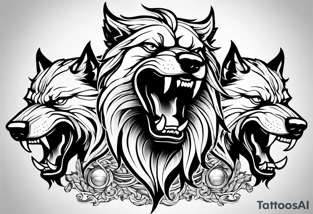 angry Cerberus tattoo idea
