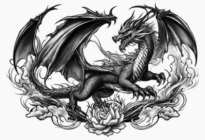 Dragon fire in the backaround tattoo idea