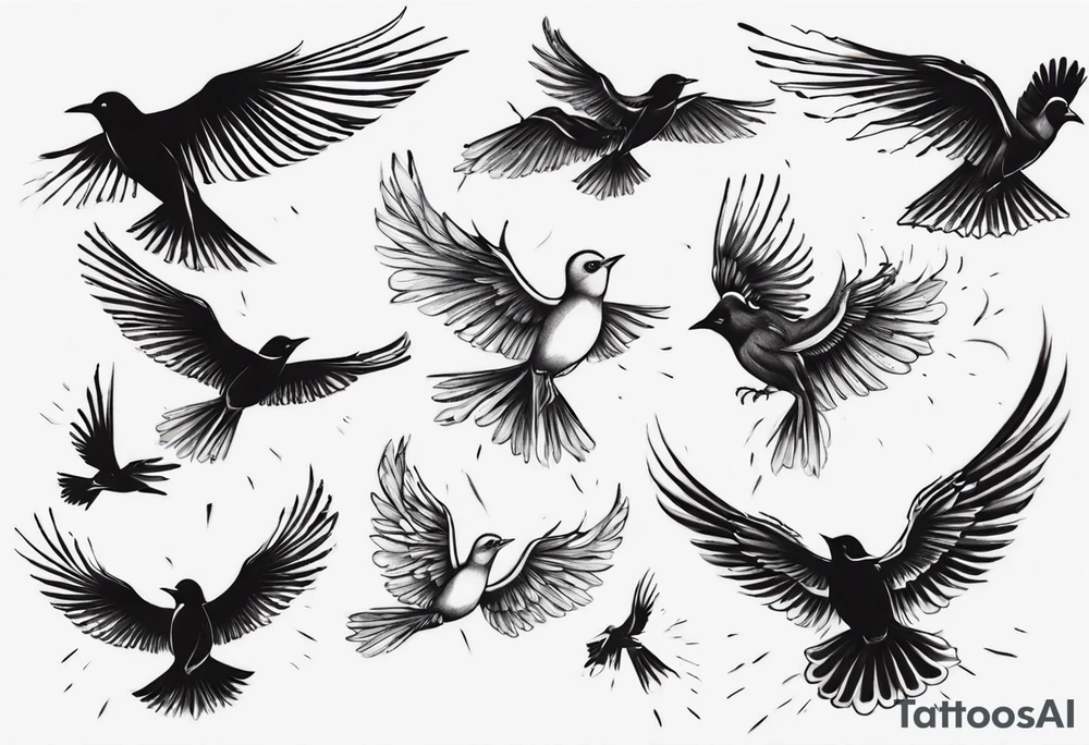 light rays with birds flying free tattoo idea