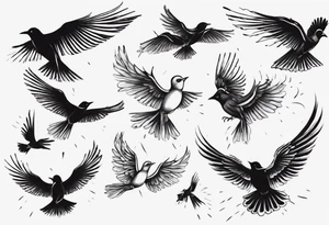 light rays with birds flying free tattoo idea