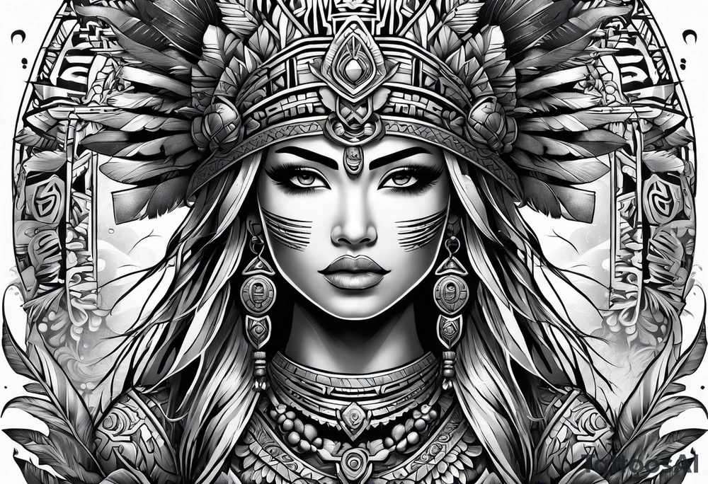 Warrior Aztec princess, tattoo idea