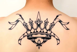 crown 
pierced with flowing ribbons princess crown festhers tattoo idea
