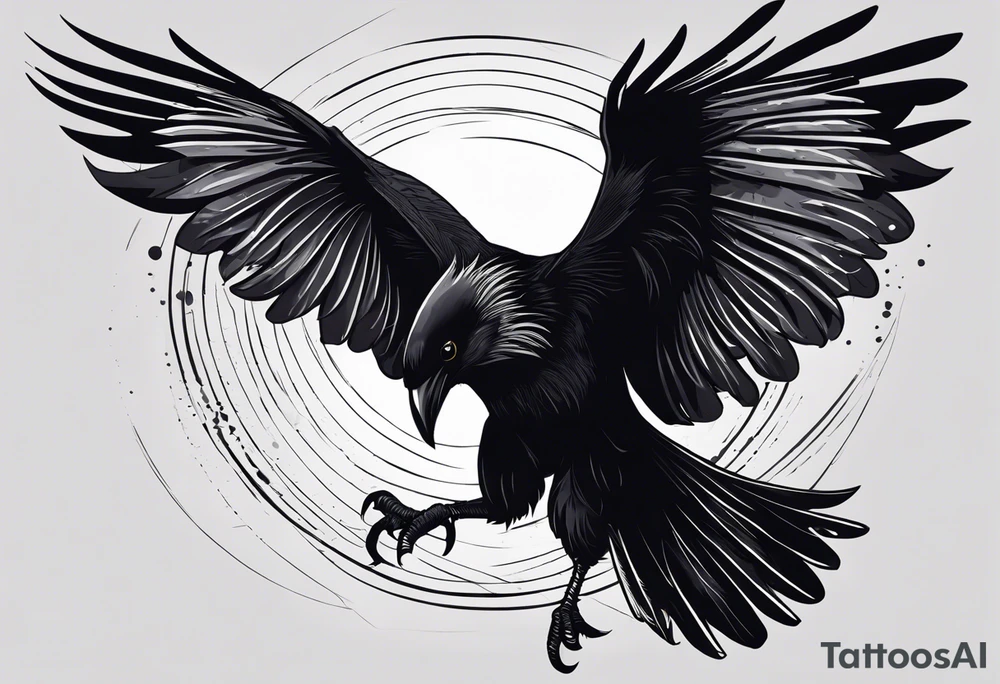 araffe flying in the air with its wings spread, detailed crow illustration, raven wings, huginn and muninn flying above, dark feathered wings, artistic drawing of a crow, black crows flying, raven bird, black wings instead of arms, raven angel wings, crow, dark crow, raven, crows as a symbol of death, raven black, raven monster tattoo idea