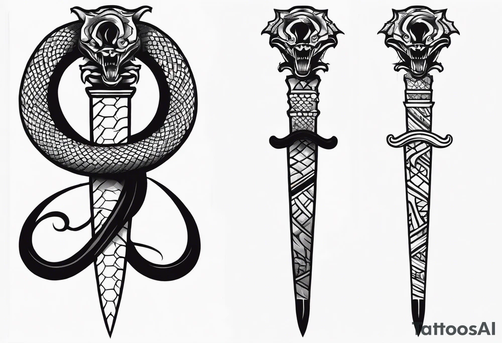 Aggresive Long Snake "phyton" with a sword, this design must be in a vertical vertical proportion. tattoo idea