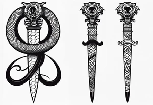 Aggresive Long Snake "phyton" with a sword, this design must be in a vertical vertical proportion. tattoo idea