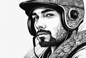 Black skateboarder tattoo idea