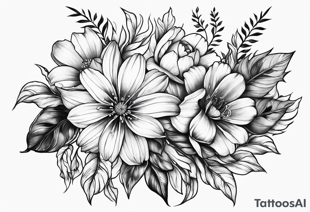 February and June Flowers tattoo idea