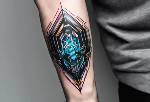 cyberpunk 2077, hand tattoo, geometric, subtle, men tattoo idea