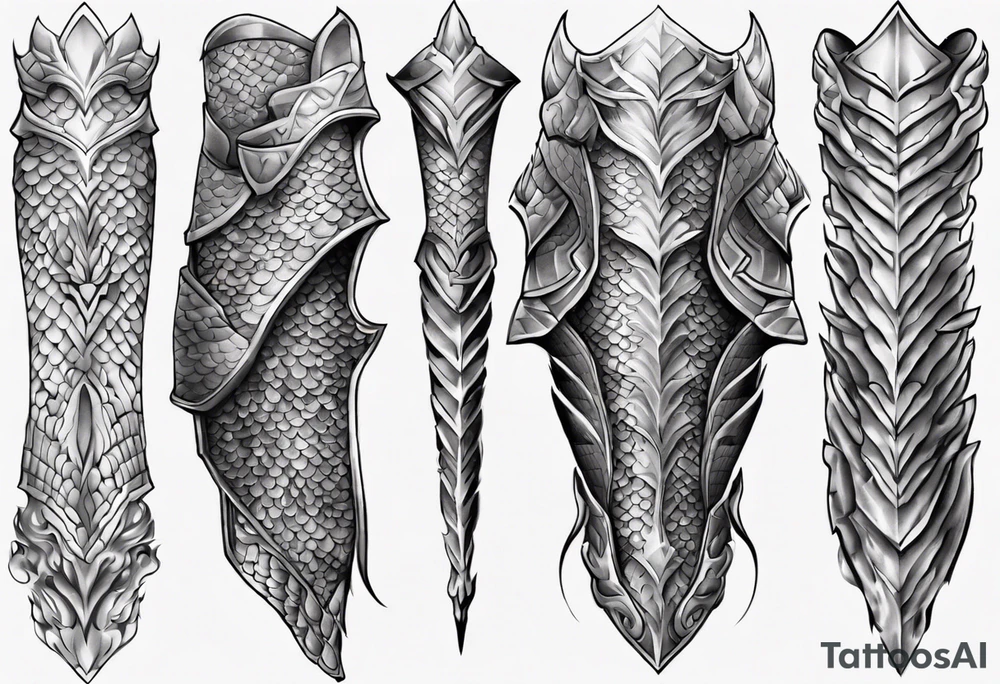 Dragonscale Leg armor symmetrical tattoo idea