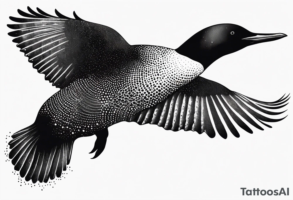 loon flying abstract tattoo idea