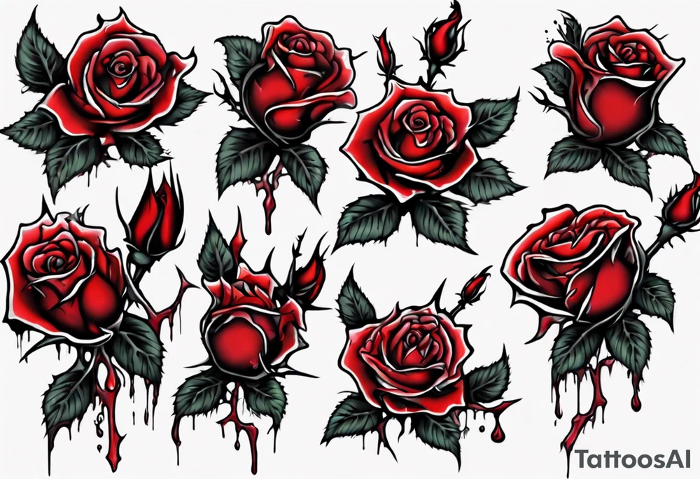 bleeding rose without stem flowers and only thorns tattoo idea