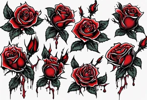 bleeding rose without stem flowers and only thorns tattoo idea